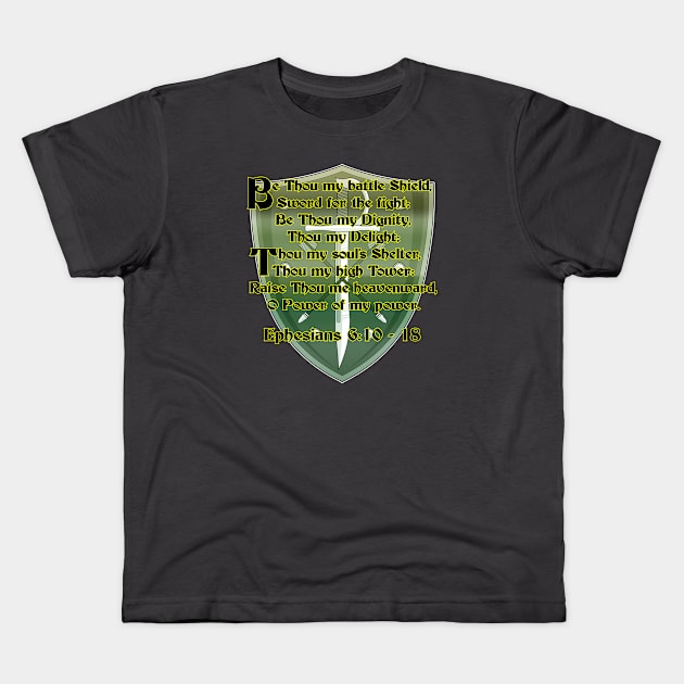 Be Thou My Battle Shield Kids T-Shirt by The Knotty Works